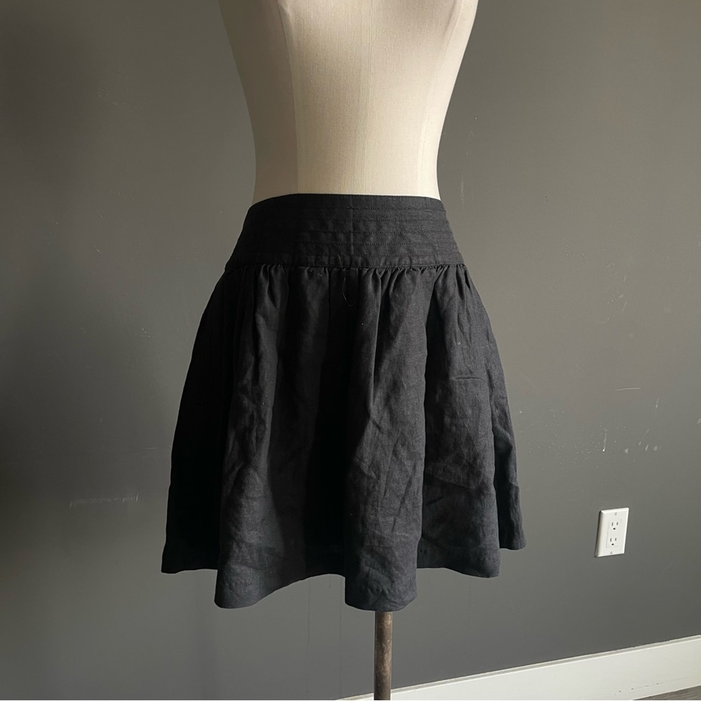 Banana Republic Heritage Black Linen A-Line Skirt Size 12 Pockets